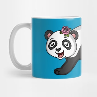Cute happy panda bear with flower cartoon Mug